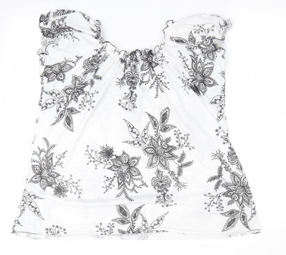 Preworn Womens Black Floral  Basic T-Shirt Size 2XL  - Elasticated neckline