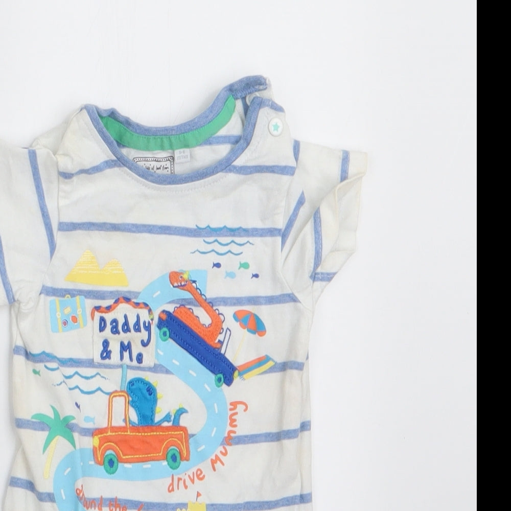 Blue Zoo Boys Blue Animal Print  Romper One-Piece Size 3-6 Months  - Daddy & Me