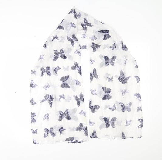 Preworn Womens White    Scarf   - butterfly pattern