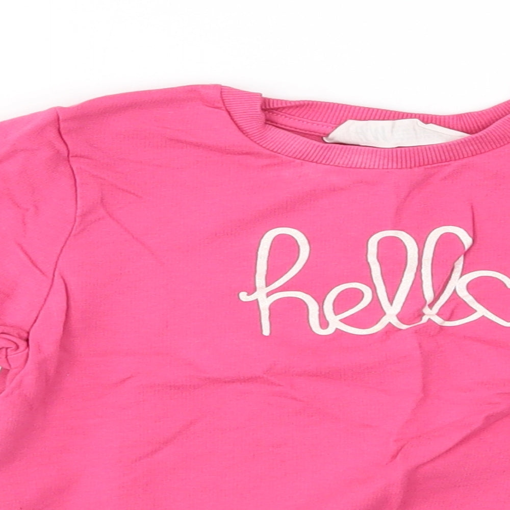 H&M Girls Pink   Basic T-Shirt Size 4-5 Years  - hello