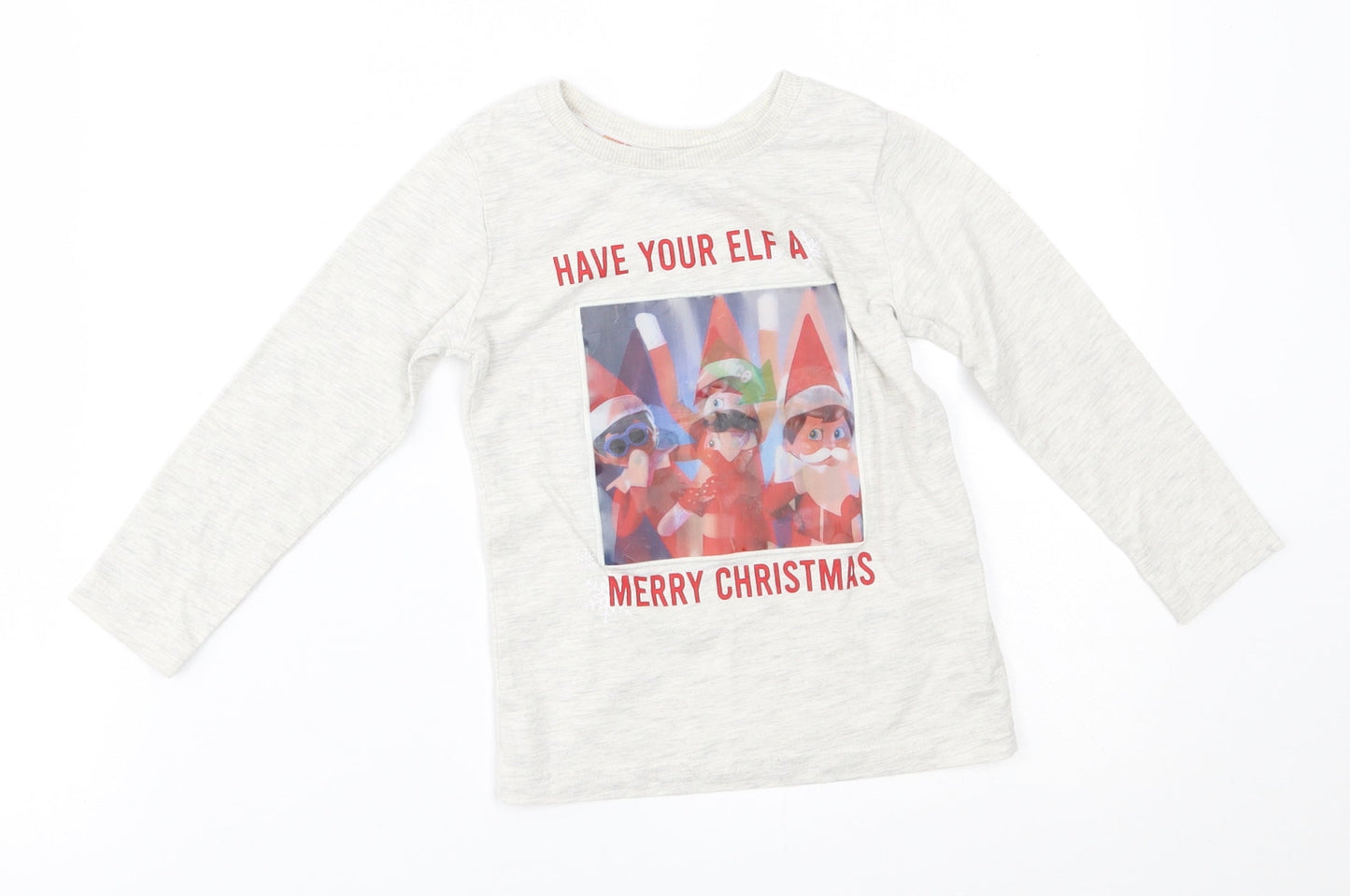 M&S Boys Grey   Basic T-Shirt Size 2-3 Years  - have your elf a merry christmas