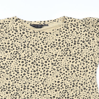 Dorothy Perkins Womens Yellow Animal Print  Basic Blouse Size L