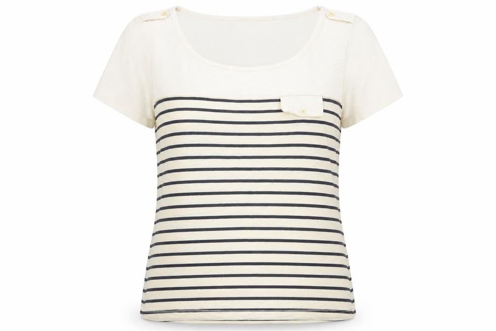 Preworn Womens Multicoloured Striped  Basic T-Shirt Size S