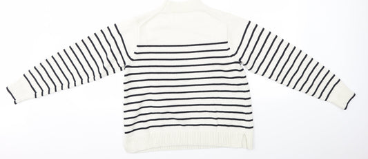 Preworn Womens Multicoloured Striped Knit Henley Jumper Size S