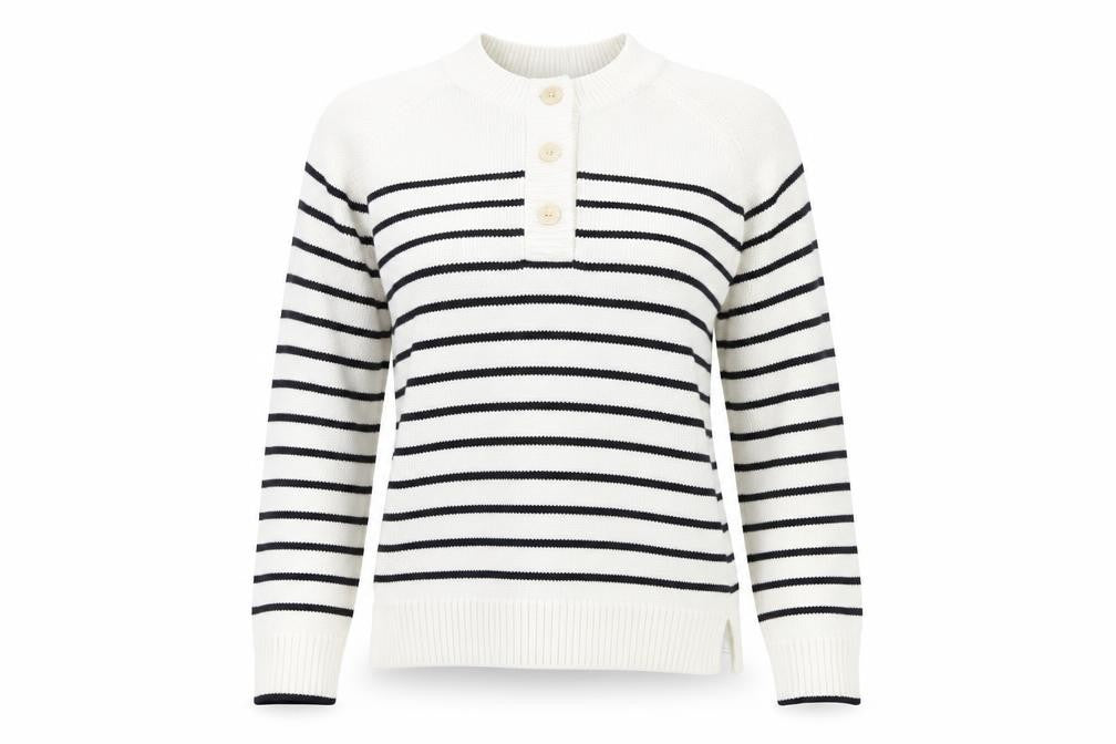 Preworn Womens Multicoloured Striped Knit Henley Jumper Size S