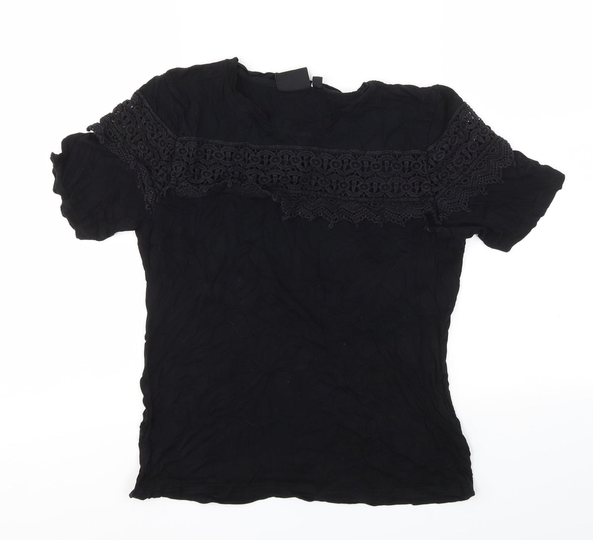 Additional front view of BE YOU girls’ black basic t-shirt, size 10, years
