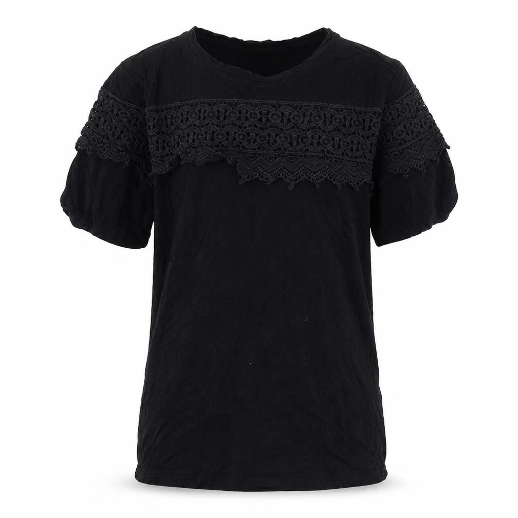 Front view of BE YOU girls’ black basic t-shirt, size 10, years