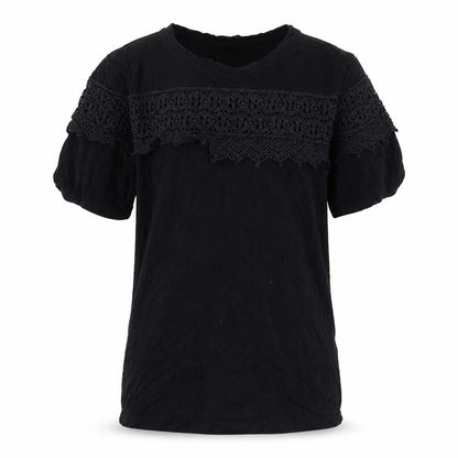 Front view of BE YOU girls’ black basic t-shirt, size 10, years