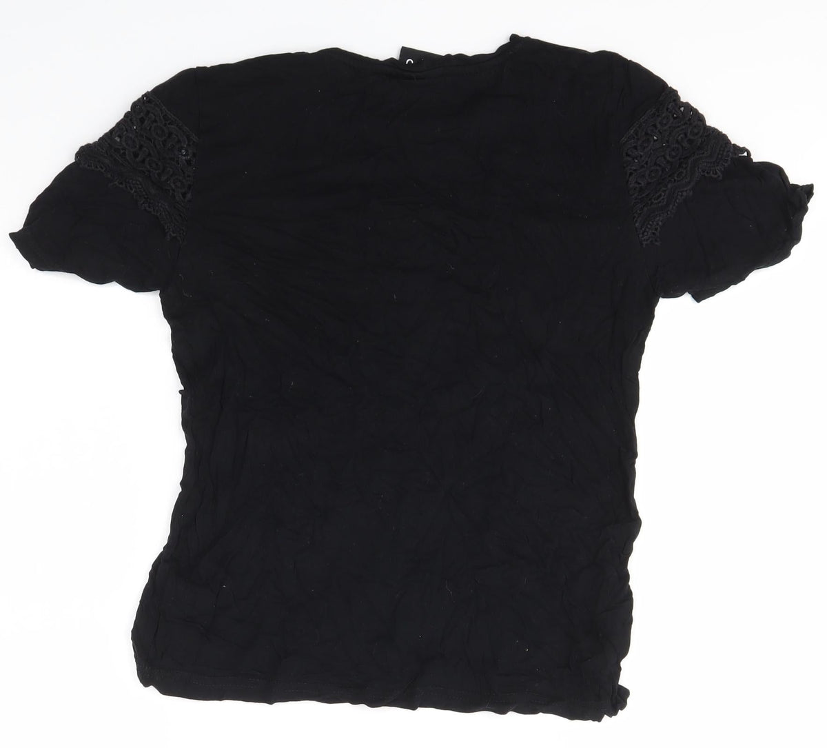 Back view of BE YOU girls’ black basic t-shirt, size 10, years