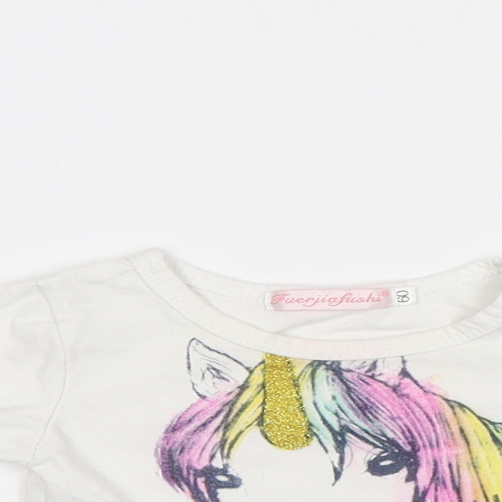 Fuerjiafushi Baby White   Basic Blouse Size 3-6 Months  - Unicorn