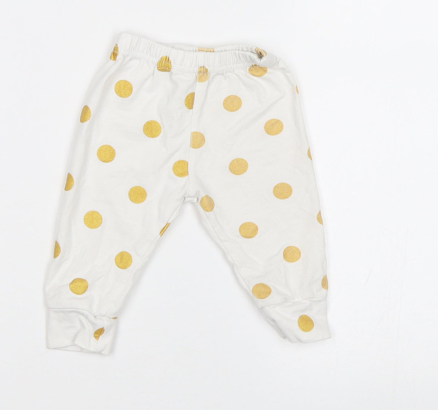 Preworn Baby White Polka Dot  Jogger Leggings Size 0-3 Months