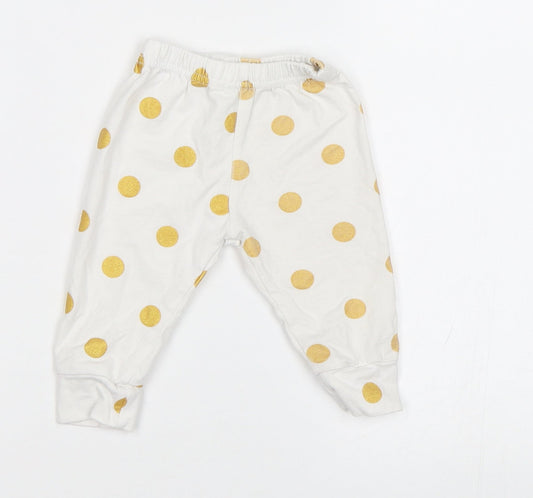 Preworn Baby White Polka Dot  Jogger Leggings Size 0-3 Months