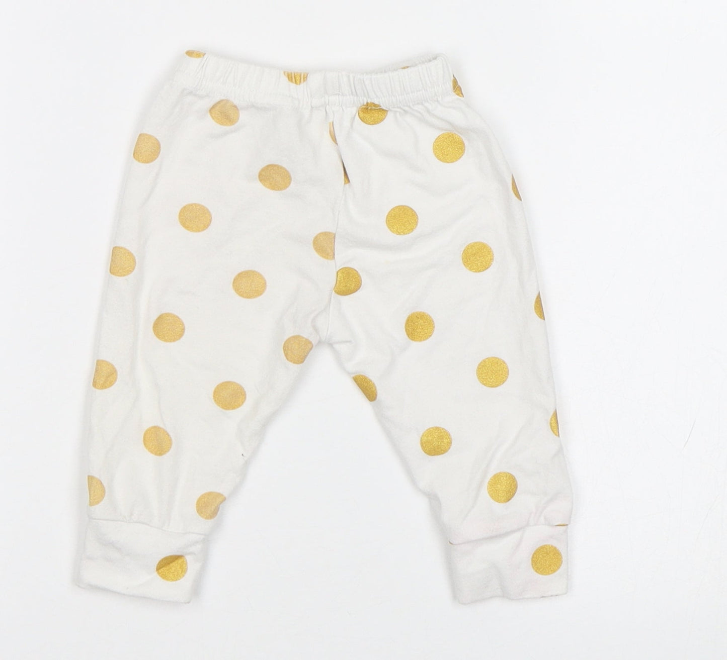 Preworn Baby White Polka Dot  Jogger Leggings Size 0-3 Months