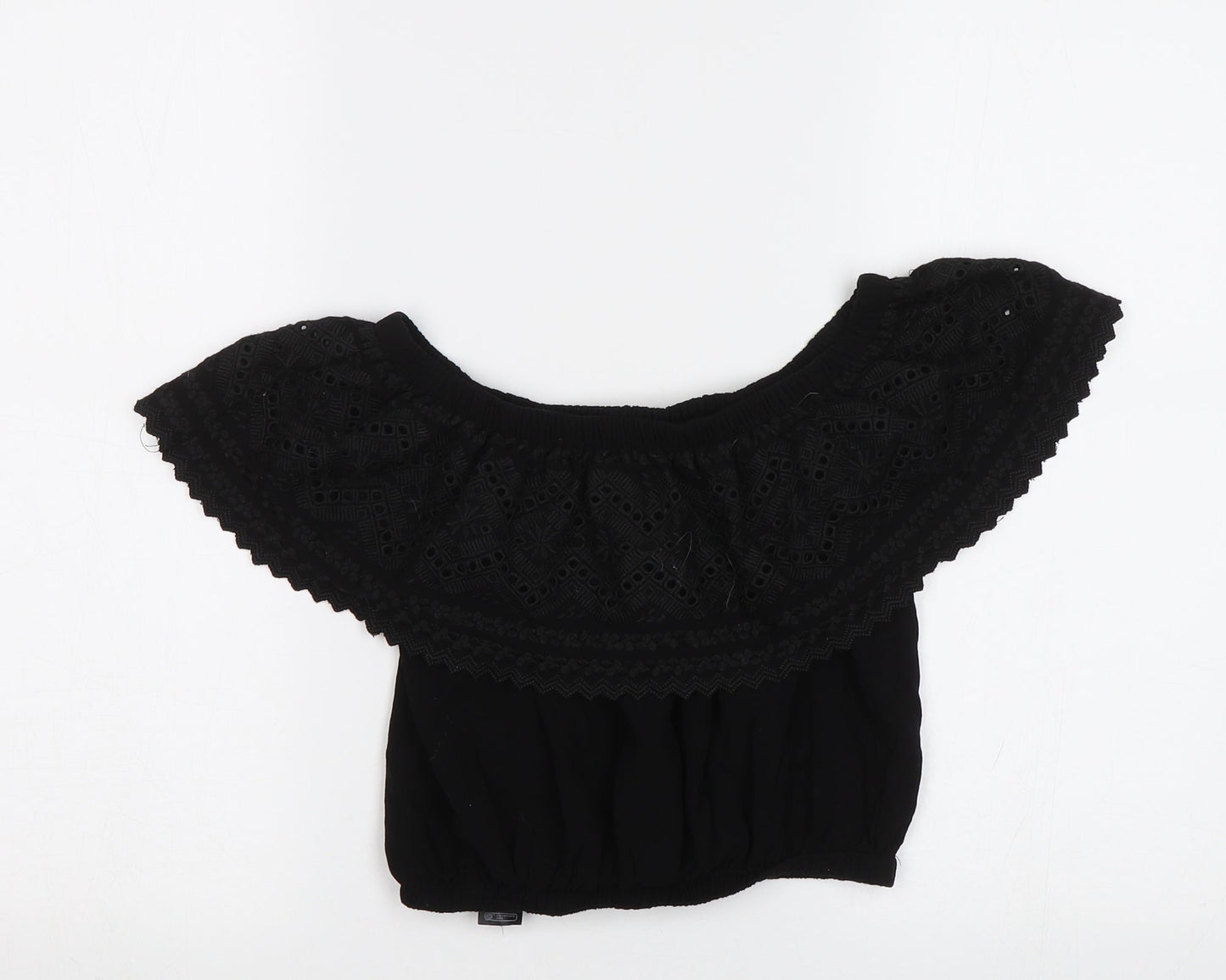 New Look Womens Black   Cropped Blouse Size 8