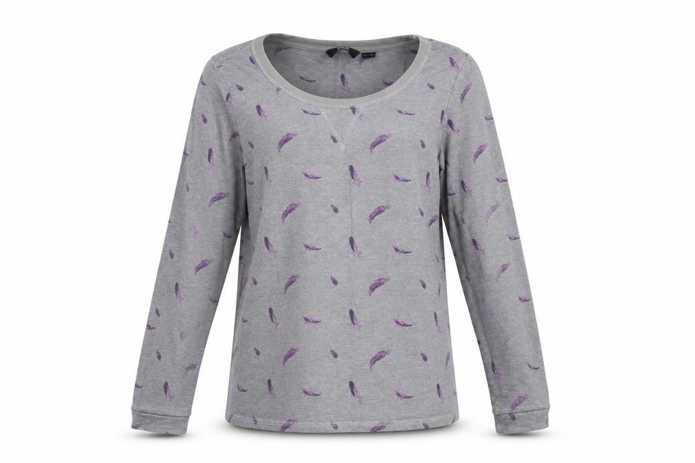 ESMARA Womens Grey   Pullover Hoodie Size 10  - Feather Print