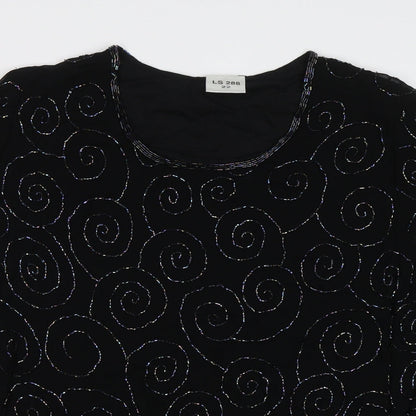 Preworn Womens Black Geometric  Basic Blouse Size XL  - Embellished