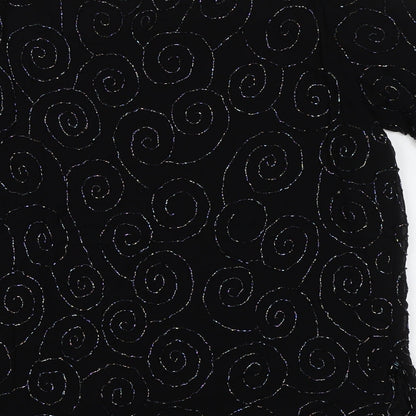 Preworn Womens Black Geometric  Basic Blouse Size XL  - Embellished