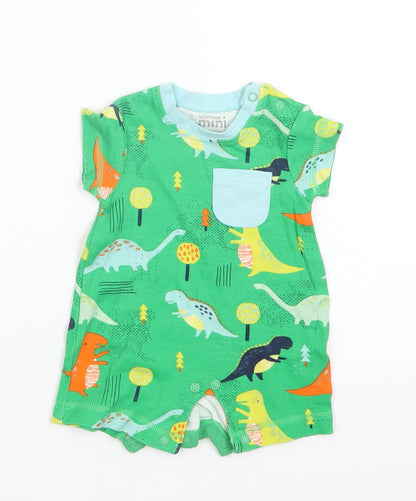 Additional front view of waitrose boys’ green romper one-piece, size 0-3, months