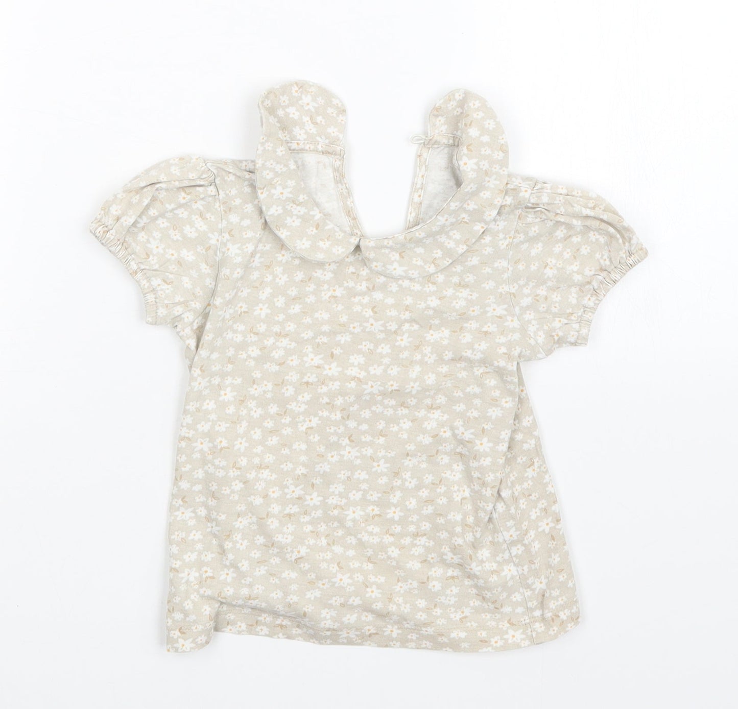 George Girls Beige Floral  T-Shirt Dress  Size 18-24 Months