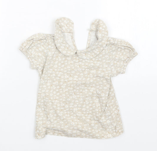 George Girls Beige Floral  T-Shirt Dress  Size 18-24 Months