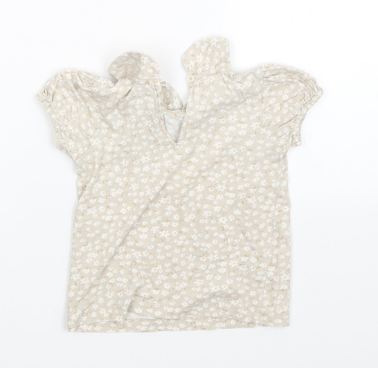 George Girls Beige Floral  T-Shirt Dress  Size 18-24 Months