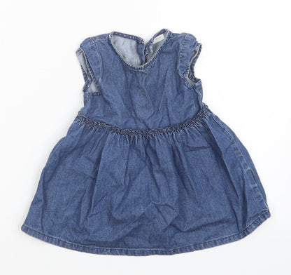 Additional front view of Next girls’ blue a-line, size 6-9, months
