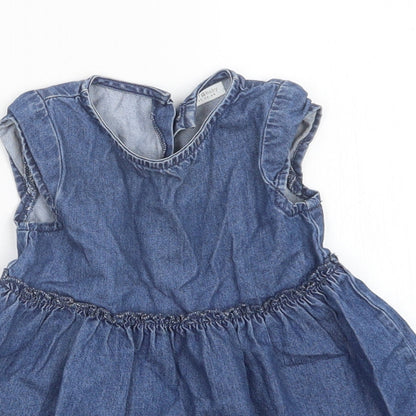 Close-up detail of Next girls’ blue a-line, size 6-9, months