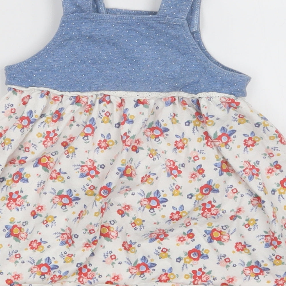 Nutmeg Girls Multicoloured Floral  Pinafore/Dungaree Dress  Size 3-6 Months