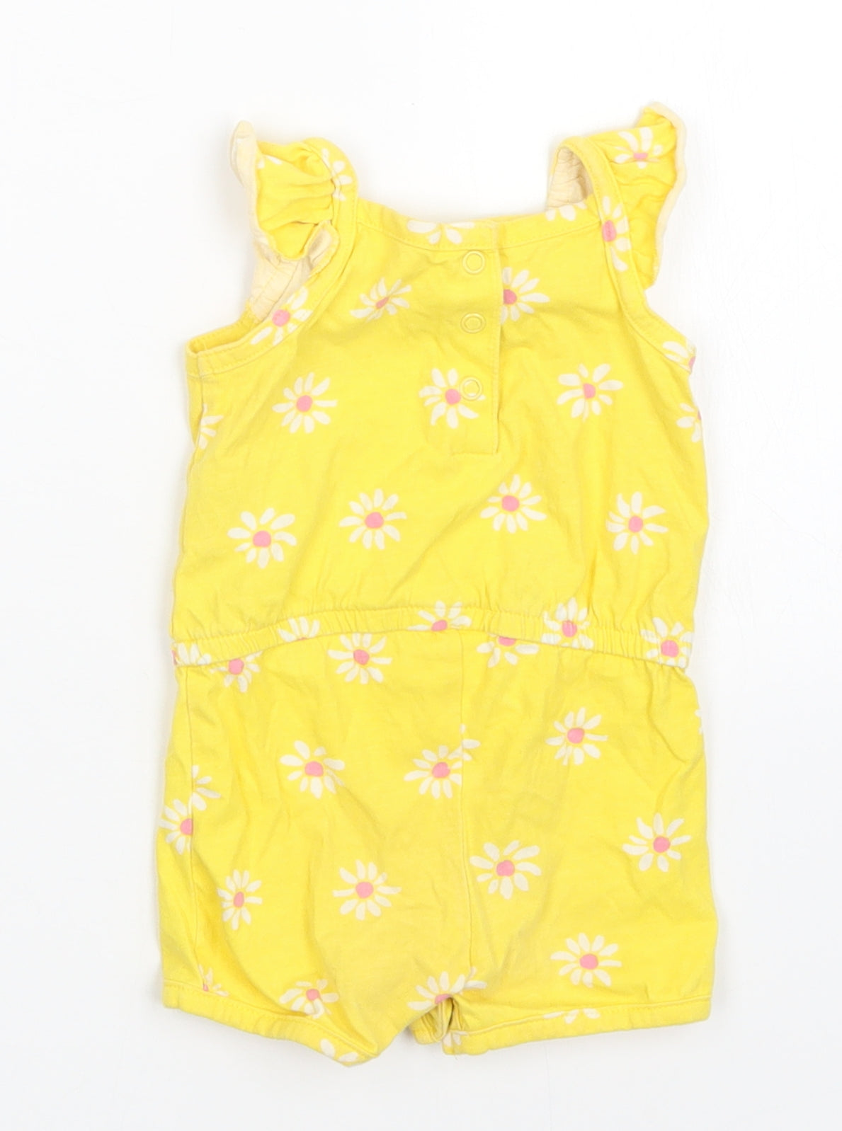 Mothercare Girls Yellow Floral  Romper One-Piece Size 3-6 Months
