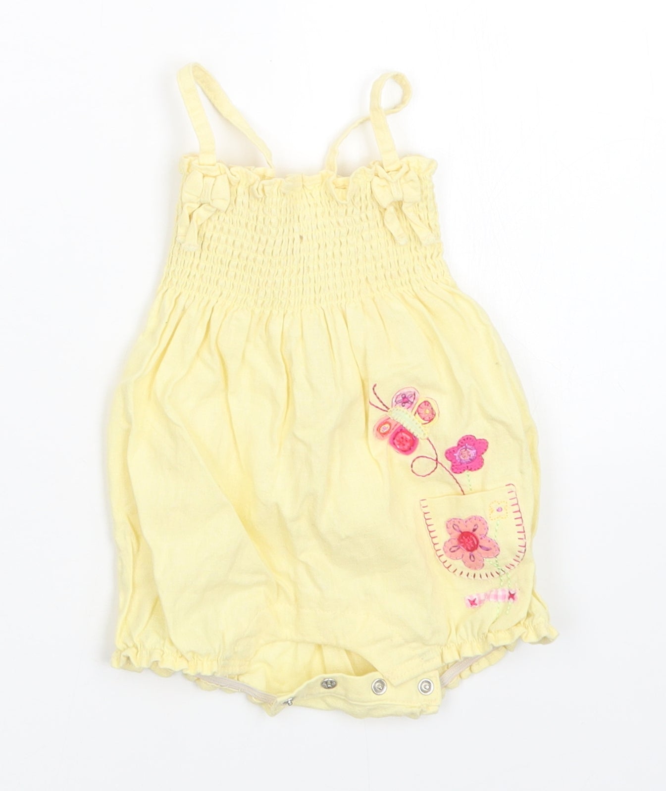 mini mode  Girls Yellow Floral  Romper One-Piece Size 3-6 Months