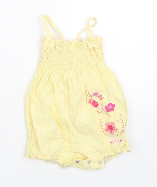 mini mode  Girls Yellow Floral  Romper One-Piece Size 3-6 Months