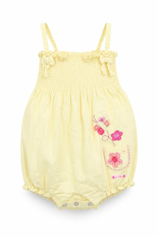 mini mode  Girls Yellow Floral  Romper One-Piece Size 3-6 Months