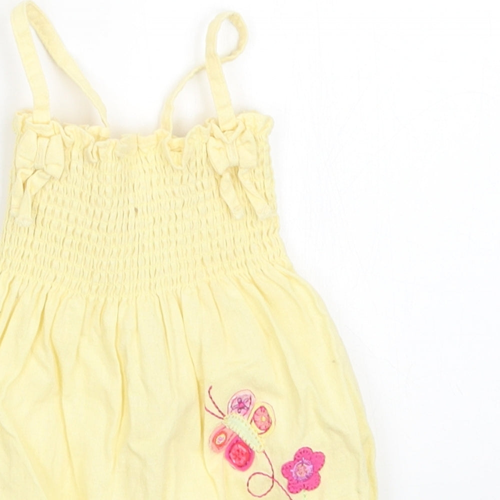 mini mode  Girls Yellow Floral  Romper One-Piece Size 3-6 Months