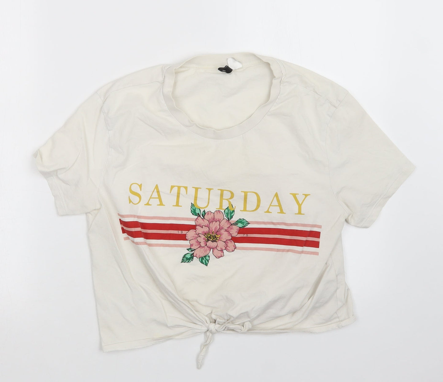 H7m Womens White   Basic T-Shirt Size L