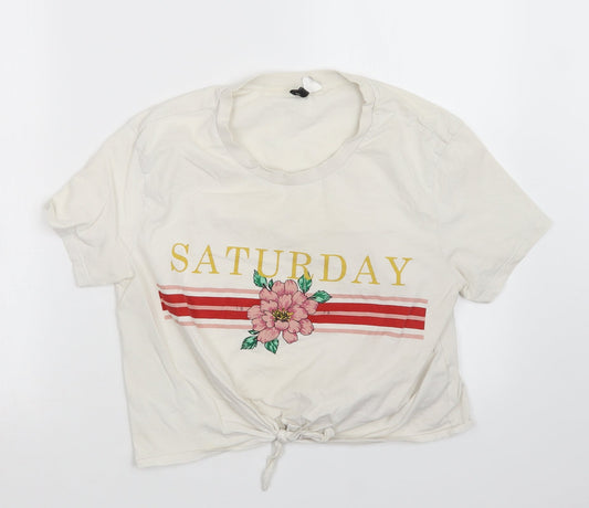 H7m Womens White   Basic T-Shirt Size L