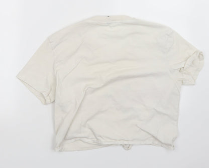 Back view of H7m women’s white basic t-shirt, size L