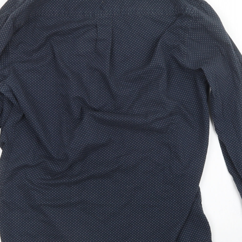 Topman Mens Blue Polka Dot   Button-Up Size S