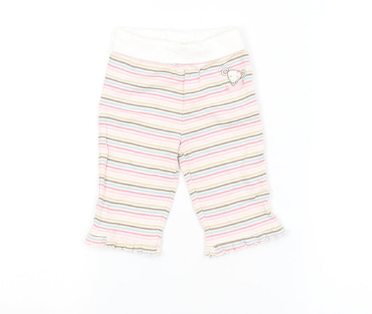 Preworn Girls Multicoloured Striped  Sweatpants Leggings Size 3-6 Months