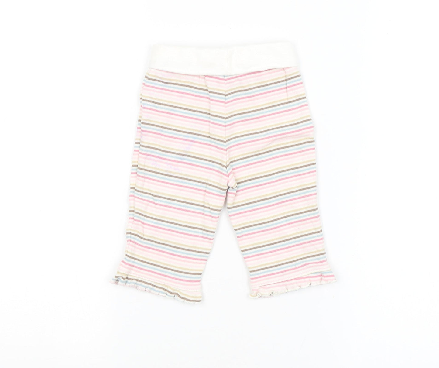 Preworn Girls Multicoloured Striped  Sweatpants Leggings Size 3-6 Months