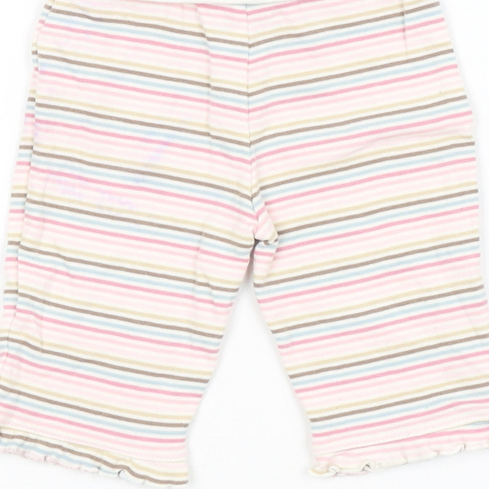 Preworn Girls Multicoloured Striped  Sweatpants Leggings Size 3-6 Months