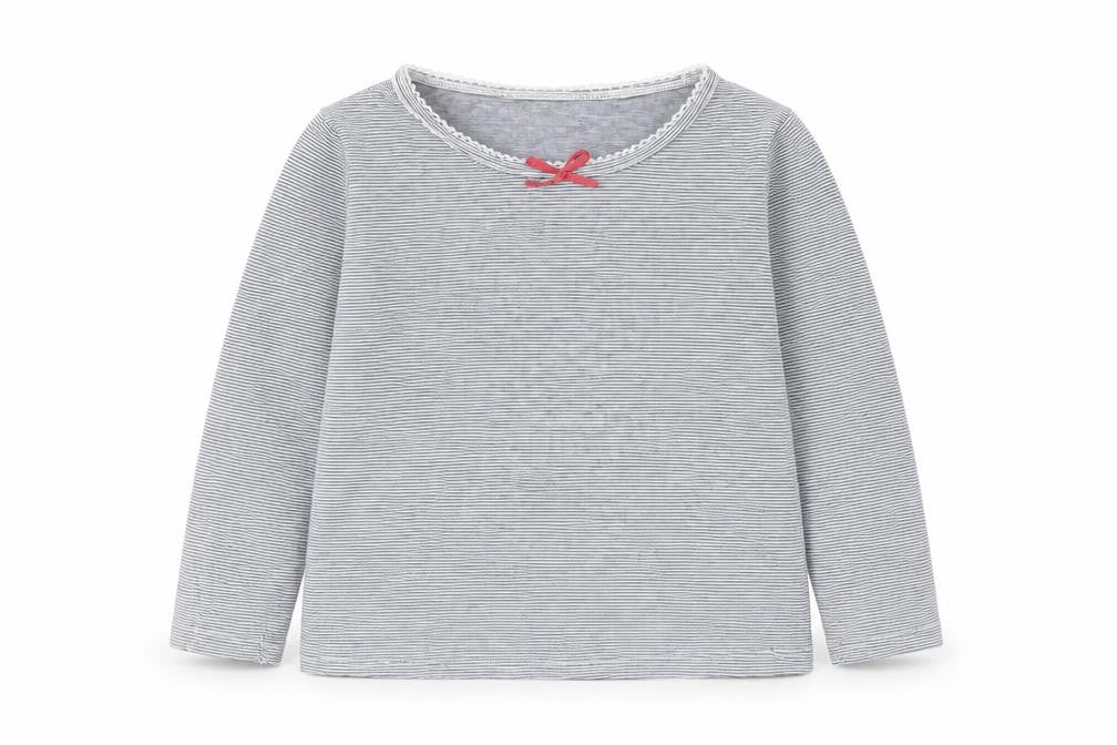 Preworn Girls Grey Striped  Basic T-Shirt Size 3 Years