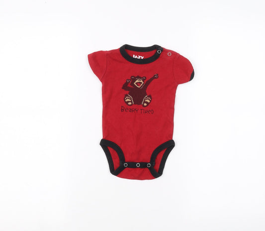 Lazy One Baby Red   Babygrow One-Piece Size 6-9 Months