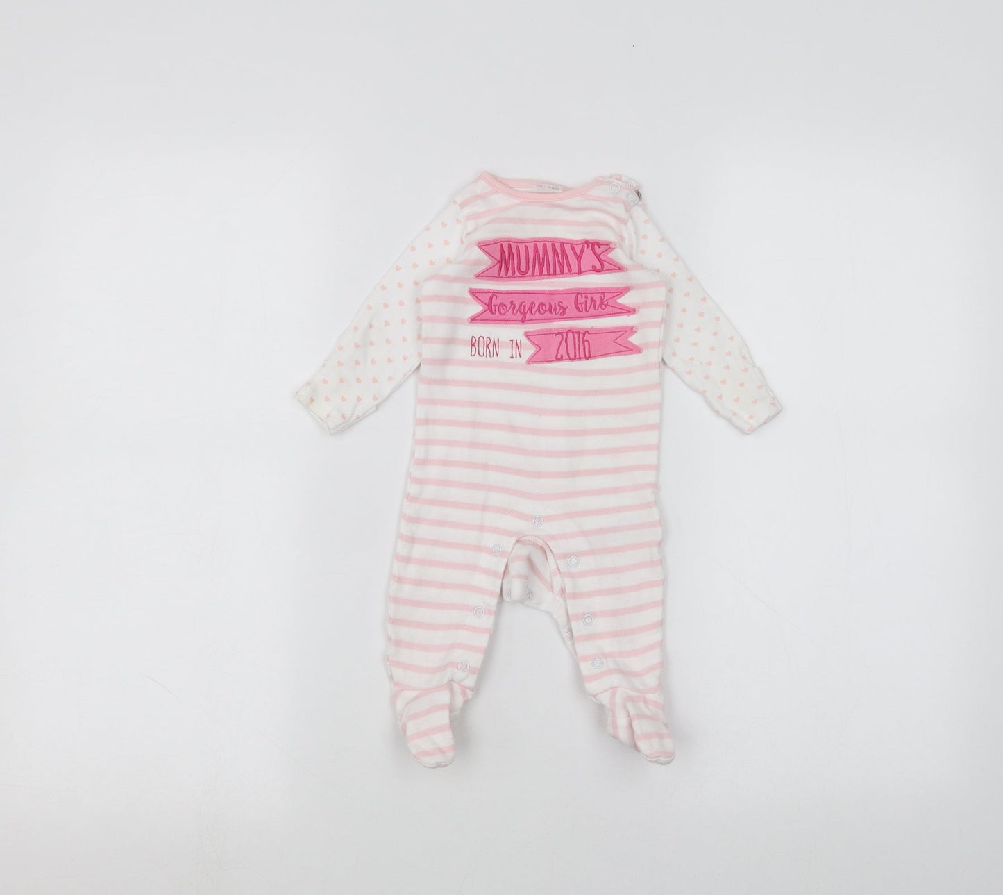F&F Baby White Striped  Coverall One-Piece Size 0-3 Months