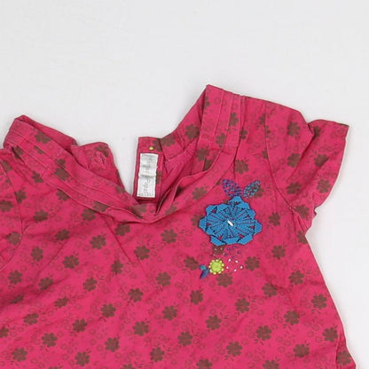 Close-up detail of mamas & papas Baby Pink Basic Blouse, size 3-6, Months