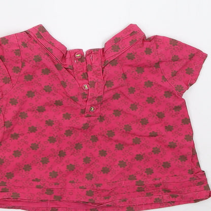 Brand and care label for mamas & papas Baby Pink Basic Blouse, size 3-6, Months