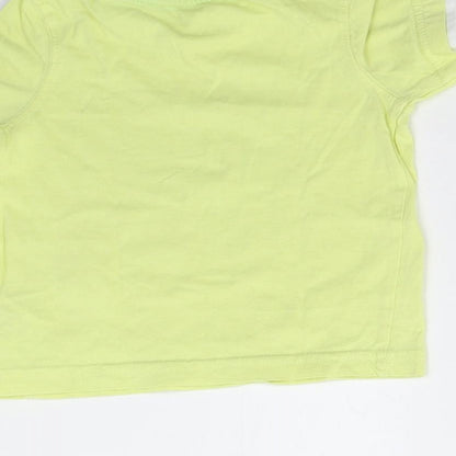 Brand and care label for Mothercare Baby Yellow Basic T-Shirt, size 9-12, Months