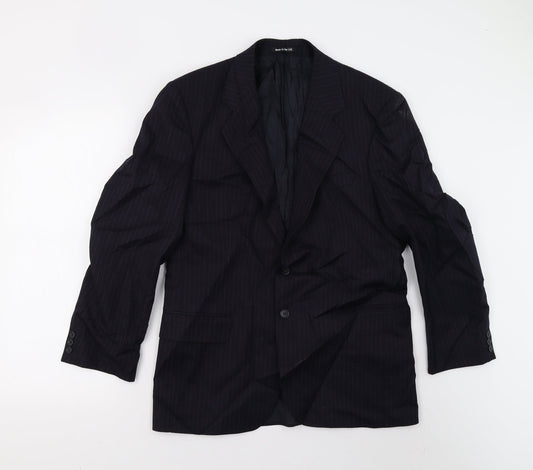 M&S Mens Blue Striped  Jacket Suit Jacket Size 38