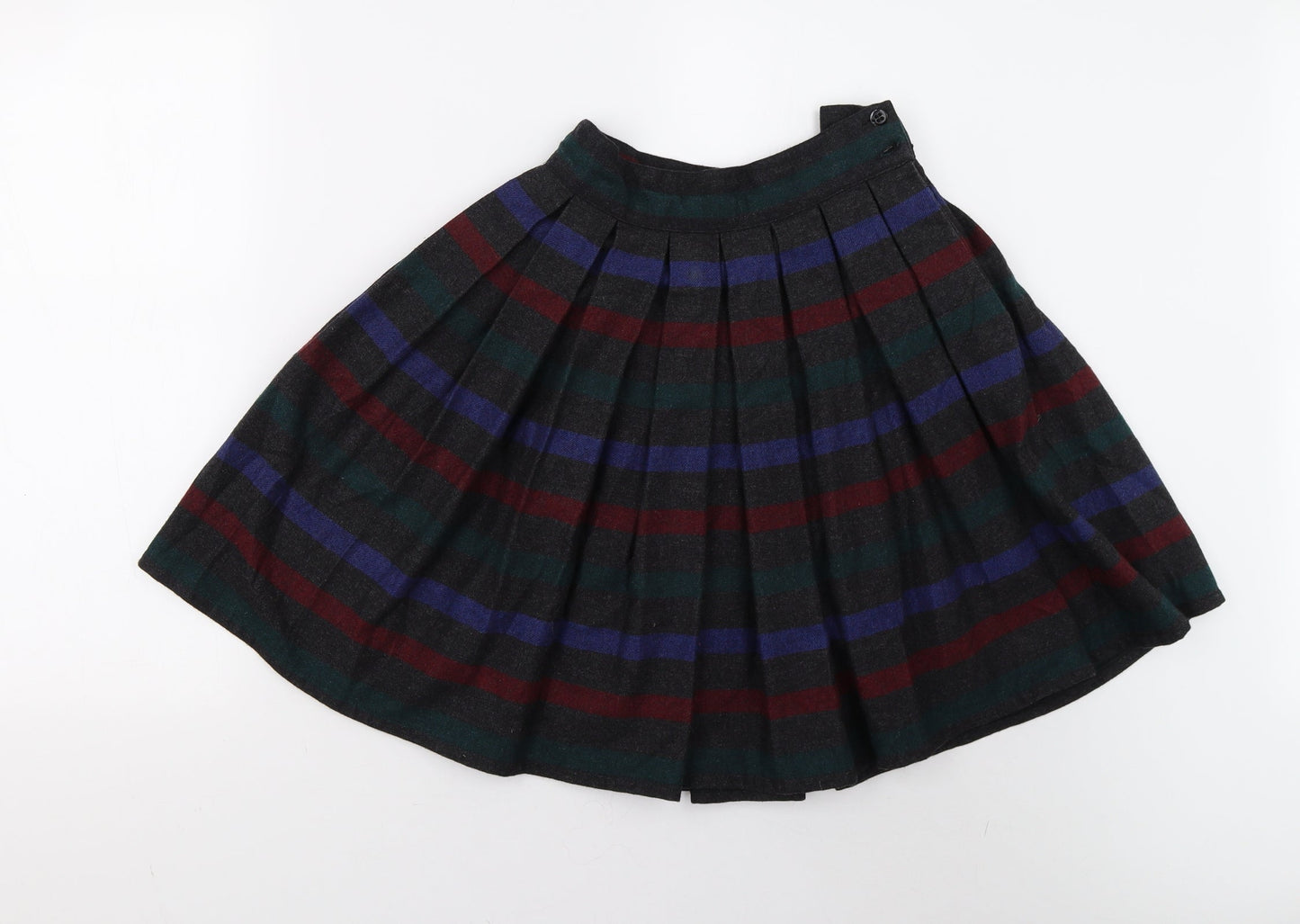 Perry Ellis Girls Multicoloured Striped Tweed Pleated Skirt Size 14 Years