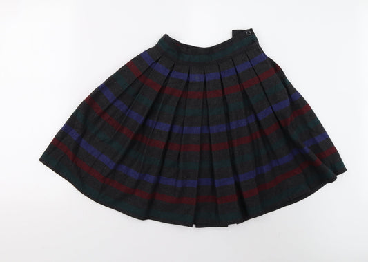 Perry Ellis Girls Multicoloured Striped Tweed Pleated Skirt Size 14 Years