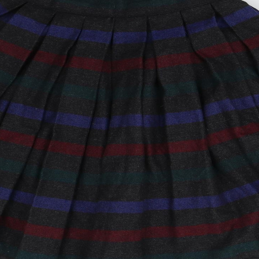 Perry Ellis Girls Multicoloured Striped Tweed Pleated Skirt Size 14 Years